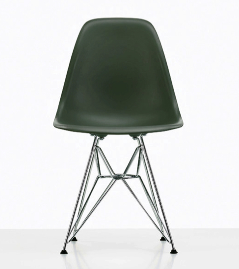 Moss Grey Dining Chair with Chrome Base by Charles and Ray Eames for Vitra