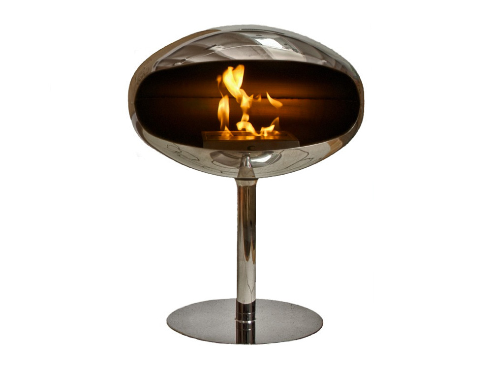 Pedestal Standing Cocoon Fireplace Stainless Steel