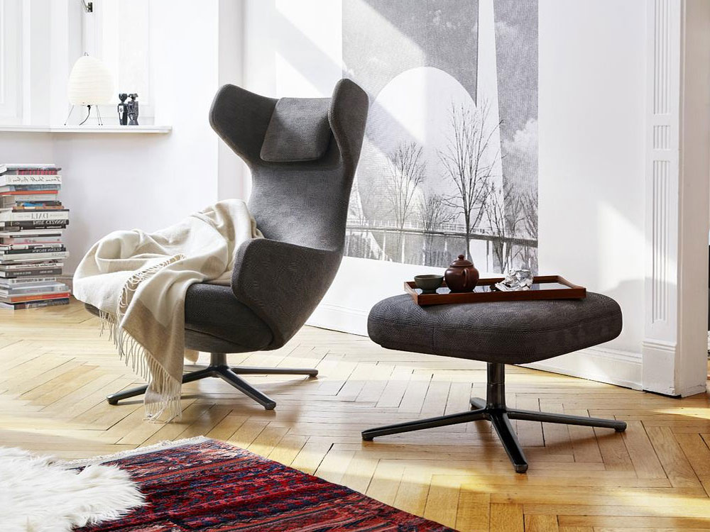 Vitra Grand Repos Lounge Chair and Ottoman - Fabric