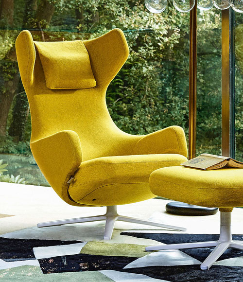 Vitra Grand Repos Lounge chair & Ottoman - Yellow Fabric